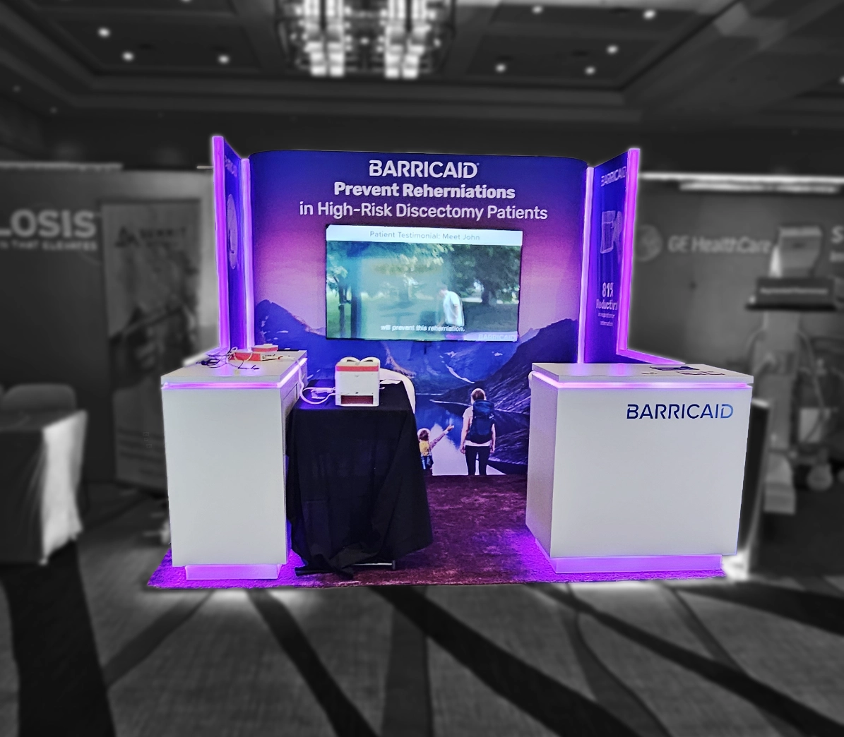 Overview picture showing Eagle Crusher equipment and booth structure